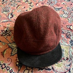5-panel Short Brim Hat - Lower Park - red wool cap